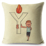 A-Z Cartoon Letter Pillow Cases