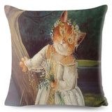 Watercolor Van Gogh Cat Art Pillow Cases