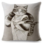 Watercolor Van Gogh Cat Art Pillow Cases
