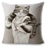 Watercolor Van Gogh Cat Art Pillow Cases