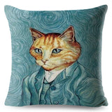 Watercolor Van Gogh Cat Art Pillow Cases