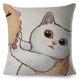 Funny Love Kiss Cute Cat Pillow Cases