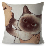 Funny Love Kiss Cute Cat Pillow Cases