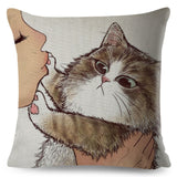 Funny Love Kiss Cute Cat Pillow Cases