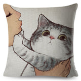 Funny Love Kiss Cute Cat Pillow Cases