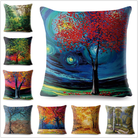 3D Painting Trees Pillow Cases