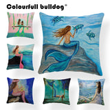 Cartoon Mermaid Throw Pillow Cases