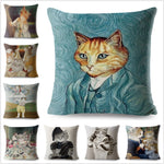 Watercolor Van Gogh Cat Art Pillow Cases